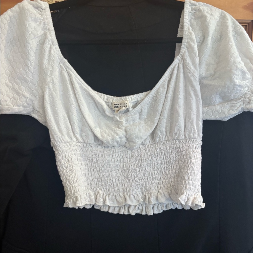 Billabong White Textured Crop Top